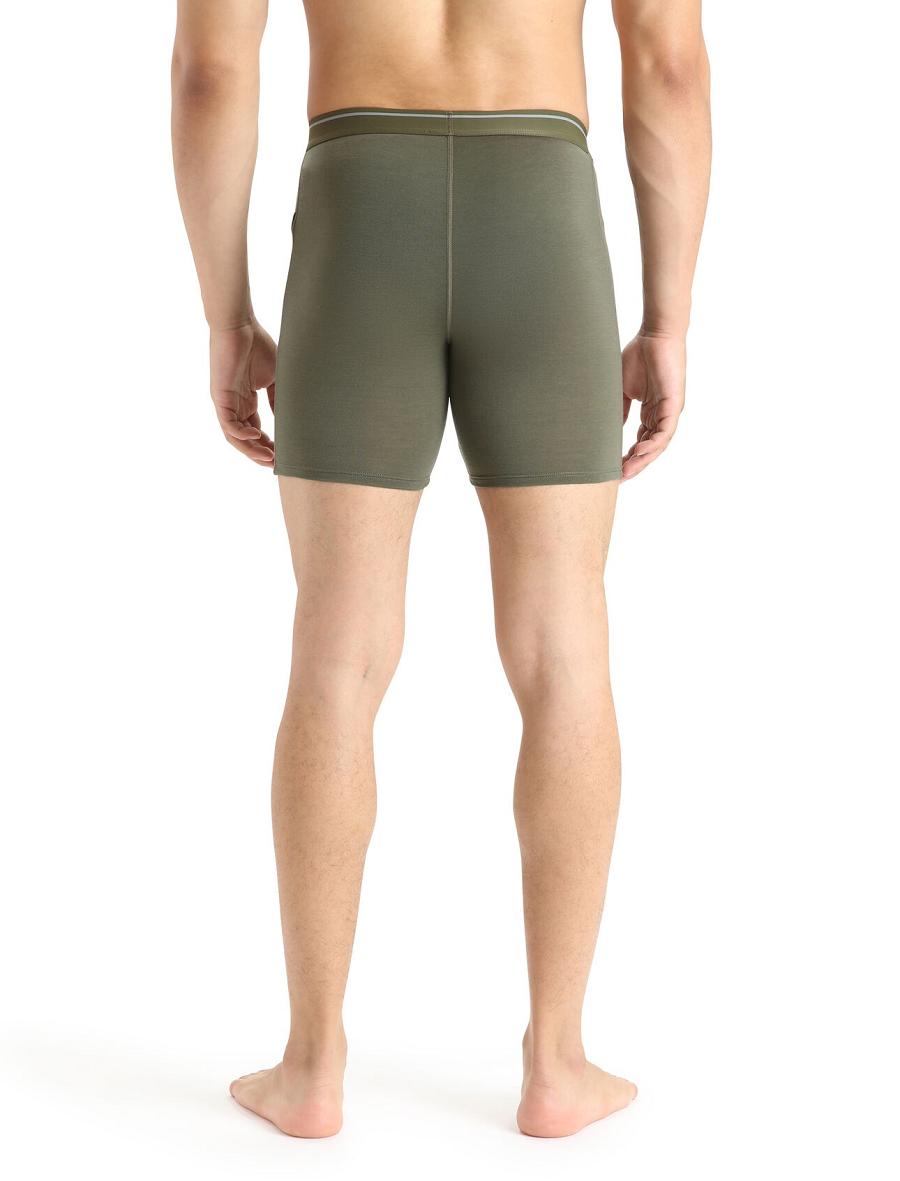 Men's Icebreaker Merino Anatomica Long Boxers Underwear Loden | CA 1663JPQJ